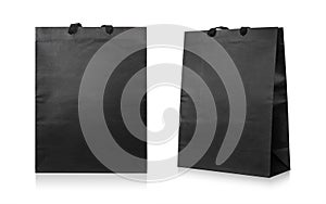 Paper bags isolated on white background. Black shopping bag.  Clipping path