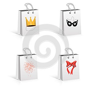 Paper bags on white background.
