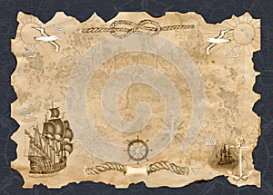 Paper banner with copy space and pirate map