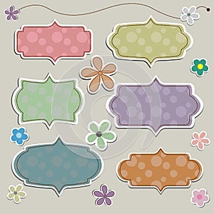 Paper banner in vintage or retro style with flower