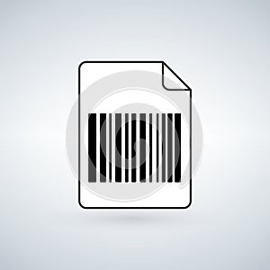 Paper Barcode Icon, library file, vector illlustration isolated on white background.