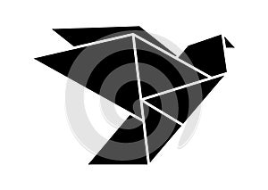 Paper bird origami icon fully resizable editable vector in black color