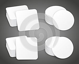 Paper blank beer coasters vector