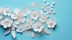 Paper blossom design background decorative nature spring white art flowers floral beauty summer