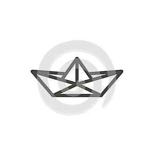 Paper boat icon vector. Line origamy symbol.