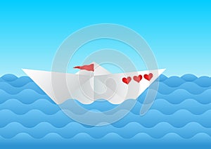 Paper boat on the sea