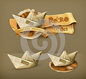 Paper boats icons