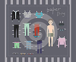 Paper boy doll, set clothes, Body template