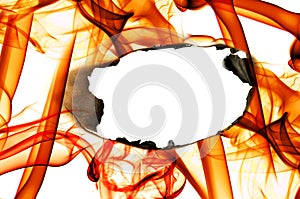 Paper burned by fire flames