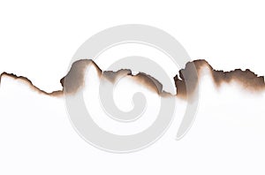 Paper burned old grunge on white background with clipping path