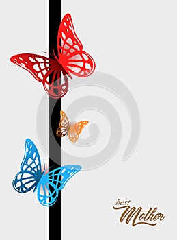 Paper butterflies, greeting card for Mothers Day.