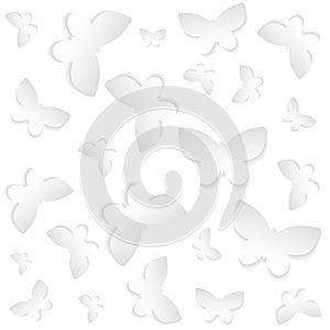Paper butterflies - white vector background