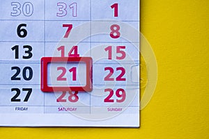 Paper calendar, different dates of the month, business planning photo