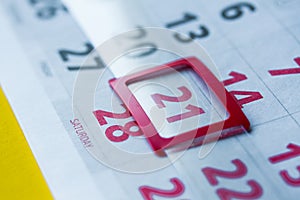 Paper calendar, different dates of the month, business planning photo
