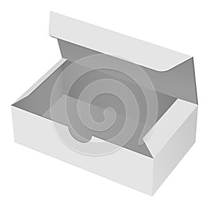 Paper cardboard box template. Open gray empty carton