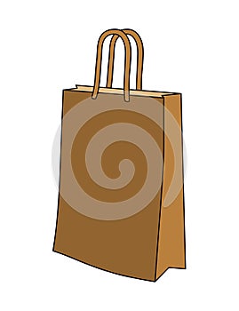 Paper carry bag brown clip art illustration vector isolated