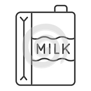 Paper carton of milk thin line icon, dairy products concept, dairy product box sign on white background, Milk Carton
