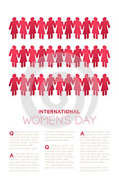 Paper chain women shape, International Women`s Day concept layout poster template design illustration isolated on white backgroun