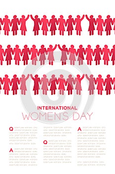 Paper chain women shape, International Women`s Day concept layout poster template design illustration isolated on white backgroun
