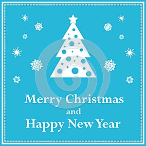 Paper Christmas greeting card. Vector holiday New Year illustration