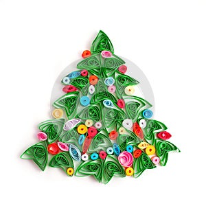 Paper Christmas tree, hand made quilling.