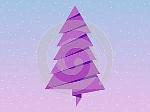 Paper Christmas tree. Rose Quartz and serenity of the background color. Vector