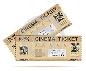 Paper Cinema ticket isolated on white