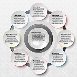 Paper Circle with colorful edge on drop shadow for website presentation cover poster design infographic illustration