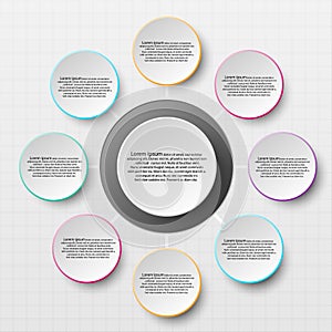 Paper circle with colorful edge on drop shadow for website presentation cover poster design infographic illustration