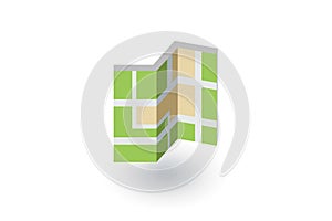 Paper city map, route, navigation isometric flat icon. 3d vector