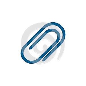 Paper Clip Blue Icon On White Background. Blue Flat Style Vector Illustration
