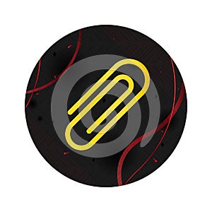 Paper clip icon elegant black round button