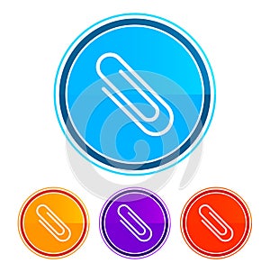 Paper clip icon flat design round buttons set illustration design