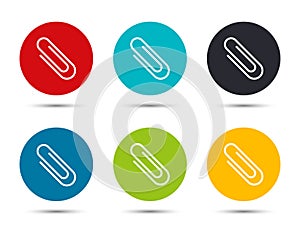 Paper clip icon flat round button set illustration design