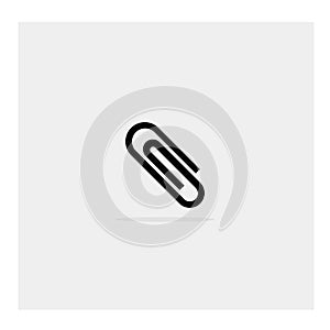 Paper clip icon. Gray background. Vector illustration.