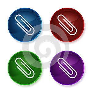 Paper clip icon shiny round buttons set illustration