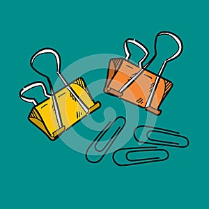 Paper clip illustration on color background