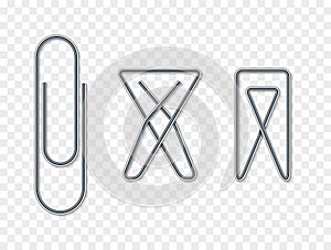 Paper clip set for note attach. Blank papperclip isolated. Business template design for document