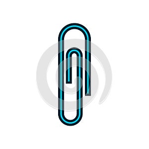 Paper clip symbol blue icon vector illustration isolated on white background