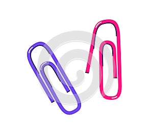 Paper clip vector illustration. Stationery pins isolated on white background