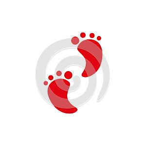 Paper clipped sticker Footprint symbol. Isolated illustration icon