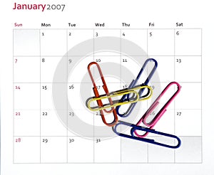 Paper Clips On Calendar