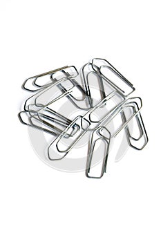 Paper clips isolated on white background with copy space