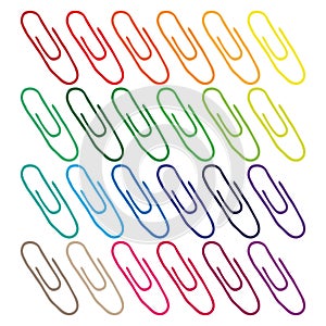 Paper clips seamless pattern. Vector illustration of of colored paper clips. Background from colored paper clip