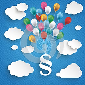 Paper Clouds Striped Blue Sky Balloons Paragraph