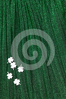 Paper clover St. Patrick`s day on green sparkle background