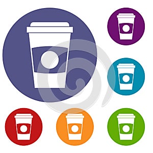 Paper coffee cup icons set