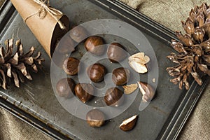 Paper cone with chestnuts