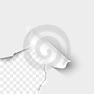 Paper corner torn hole realistic vector illustration