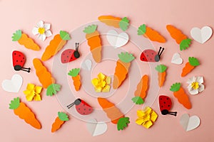 Paper craft decor for Happy easter decoration, greeting card. A terrible craft. School and kindergarten. Handcraft creative idea,